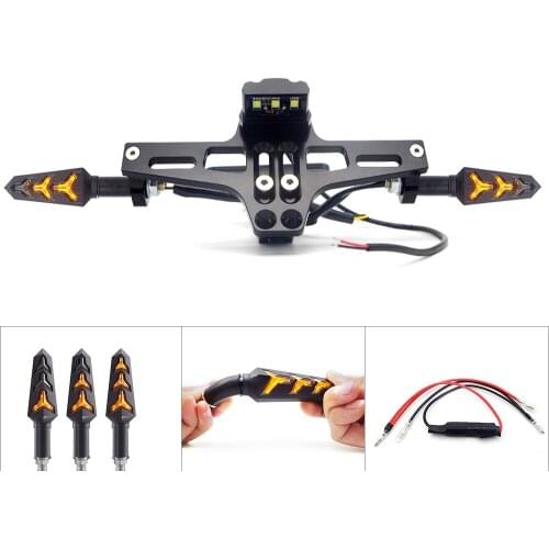 CNC Motorcycle Number Plate Holder With LED Turn Signal For ktm gsxr 600 k8 c50 boulevard katana 600 gixxer sv 650 rmz 250