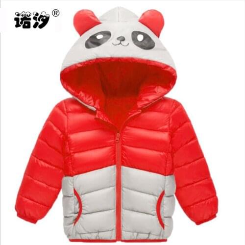Child clothes kids autumn spring thin down cotton jacket boys panda Hooded coat children warmly clothes girls cute tops outwear