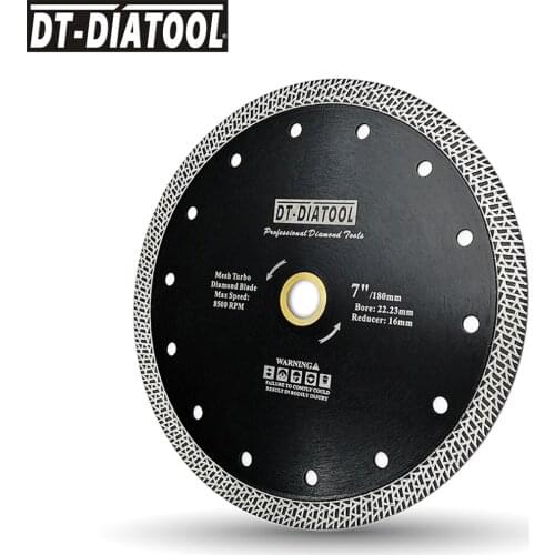 DT-DIATOOL 1pc Dia 7"/180mm sintered Mesh Turbo Diamond Saw blades Dry or Wet Hot pressed Cutting Discs For Marble Granite