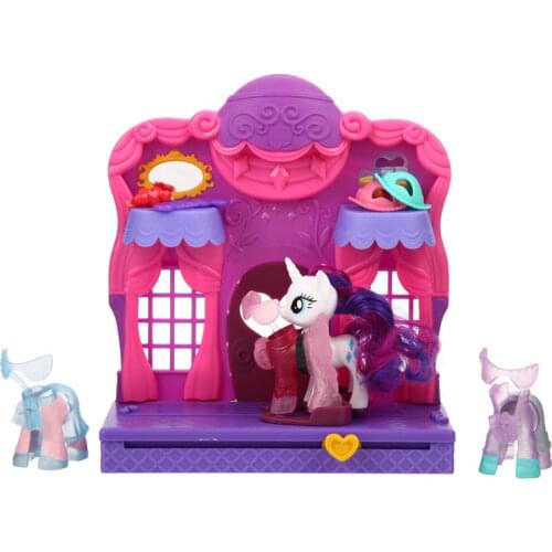 Hasbro Genuine My Little Pony Rarity Fashion Clothes House Action Figure Ornament Model Toys Girl Birthday Gifts