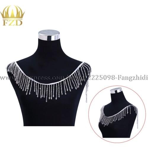 FZD Wholesale 11 Yards Crystal Trimming Chain Beads Beaded Crystal Rhinestone Trimmings for Sash Garments