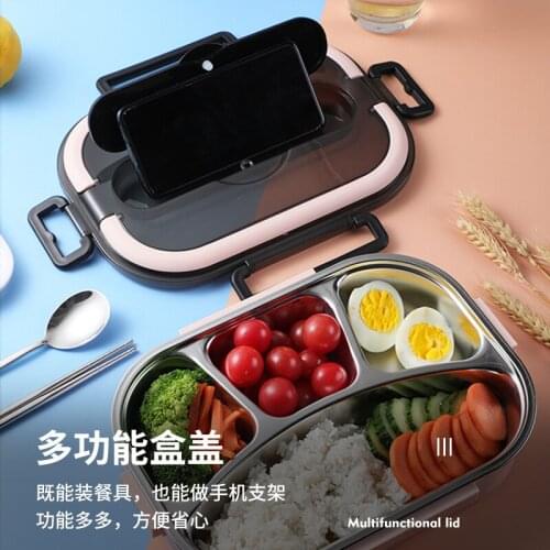 304 stainless steel insulated lunch box office worker suit four-compartment lunch box portable large-capacity partition type