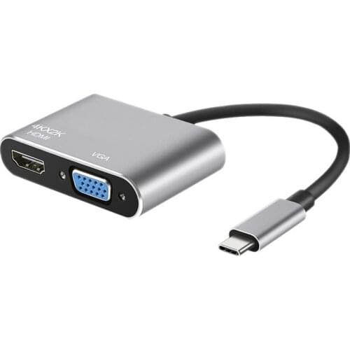 USB C To HDMI-compatible VGA Multiport Adapter 4K Type C USB-C HUB Video Projectors Converters Port Adaptor for Mac Book Pro
