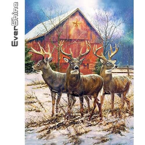Evershine DIY Diamond Embroidery Deer Picture Rhinestone Cross Stitch Diamond Painting House Scenery Mosaic Art Home Decoration