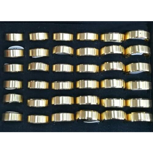 High Quality Brilliant Gold Color Stainless Steel Rings 36pcs/lot