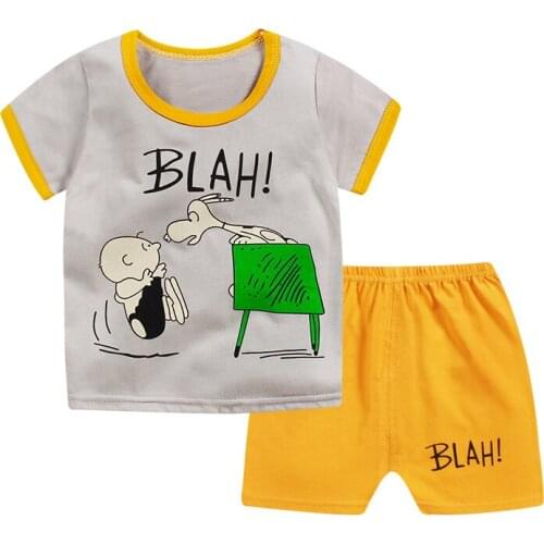 Baby Set t-shirt+short Pant 2 pcs Set Summer Clothes Newborn Boy Clothes Girl Cartoon Cotton Baby Suit (Shirt+Pants) 0-4T