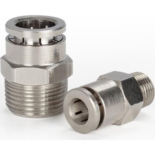 M5 1/8 1/4 3/8" 1/2" BSP Male x 4/6/8/10/12mm OD Hose Pneumatic Nickel Plated Brass Push In Quick Connector Release Air Fitting
