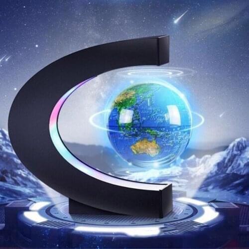 C Shape Magnetic Levitation Montessori Geography Globe Floating World Map Tellurion LED Light Terrestre Children Learning Toys