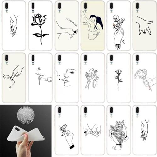 Soft Silicone Case Line art body painting For Huawei P40 P30 P20 Pro P10 Plus Lite P Samrt Z 2019 E 2020