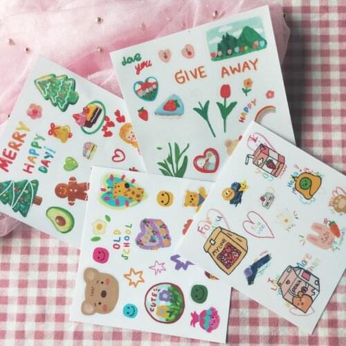 Korean Ins Cartoon Bear Cute Stickers PVC Waterproof Children Creative Paster Mobile Phone Stationery DIY Decorative Sticker