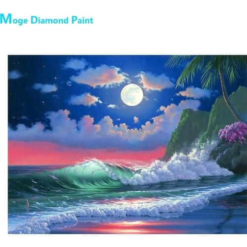 Night Tomorrow Beach Waves Diamond Painting Scenic Round Full Drill Nouveaute DIY Mosaic Embroidery 5D Cross Stitch Sea Scenery