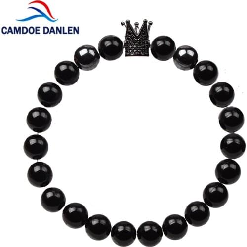 2017 New Brand Trendy Imperial Crown Charm Bracelets Men Micro Pave Black CZ Zirconia For Women Mens luxury Bracelet Jewelry