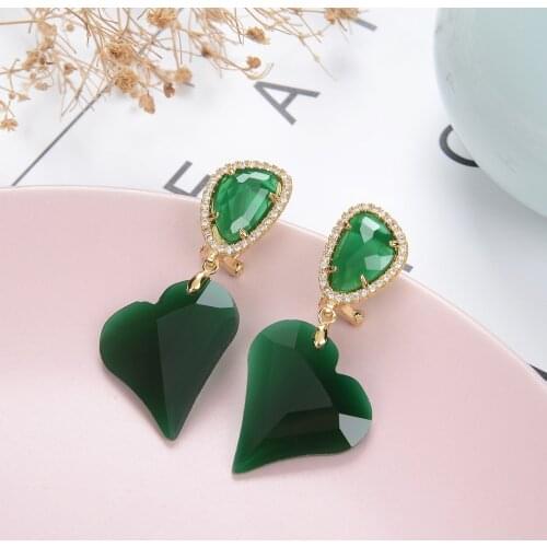 New Heart Shaped Earrings Womens Luxury Geometric High Grade Zircon Korean Love Earrings 2021 Fashion Jewelry