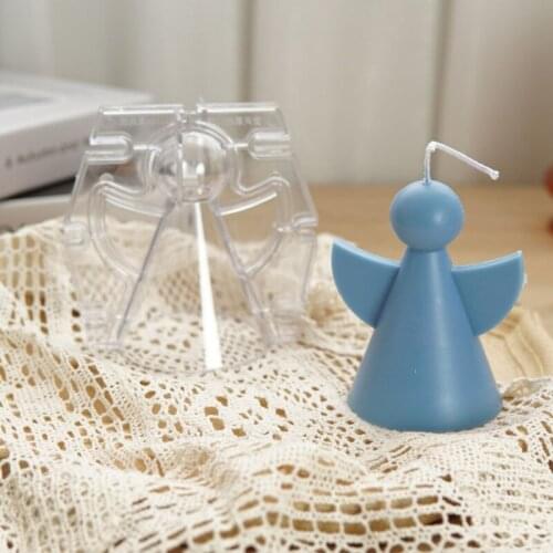 Two-Piece Plastic Candle Mold 3D Christmas Angel Shape with Wing Mould Homemade Y1QB