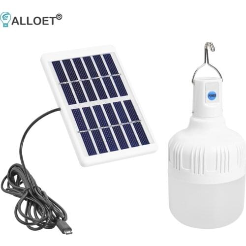 Portable 50/80W LED Solar Light 3 Modes Adjustable USB Charging Emergency Lamp Bulb for Outdoor Garden Camping Tent Fishing