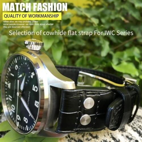 21mm 22mm Leather Watchband Italian Cowhide Folding Buckle Watch Strap for IWC PILOT PORTUGIESER PORTOFINO FAMILY Mark Watch