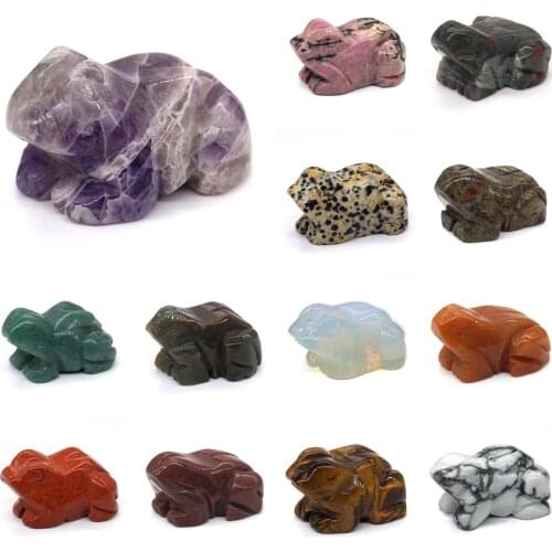 1.5" Frog Statue Natural Gemstone Room Decoration Healing Crystal Animals Figurines Reiki Hand Carved Stones Wholesale