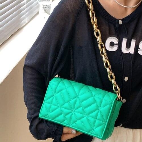 Underarm Bag Women Shoulder Bag Female Backpack Handbag Women Bag Chain Fashion 2021 New Trend PU Leather Simple Diamond Lattice