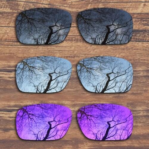 ToughAsNails 3 Pairs Black.Silver.Purple Polarized Replacement Lenses for Oakley Holbrook OO9102 Sunglasses