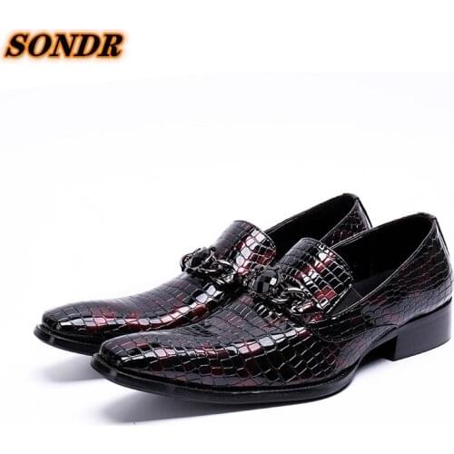 Sapato Social Masculino Business Dress Men Genuine Leather Shoes Classic Square Toe Men Formal Crocodile Skin Loafers Shoes