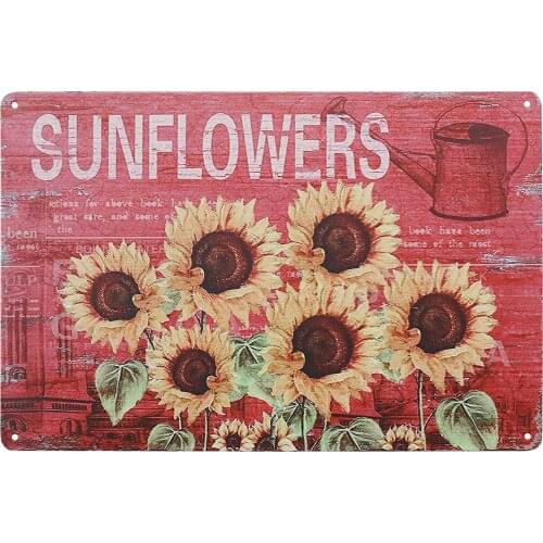 Sign Designs Six Sunflowers Retro Vintage Tin Bar Sign Country Farm Sunflower Kitchen Wall Home Decor 8X12Inch