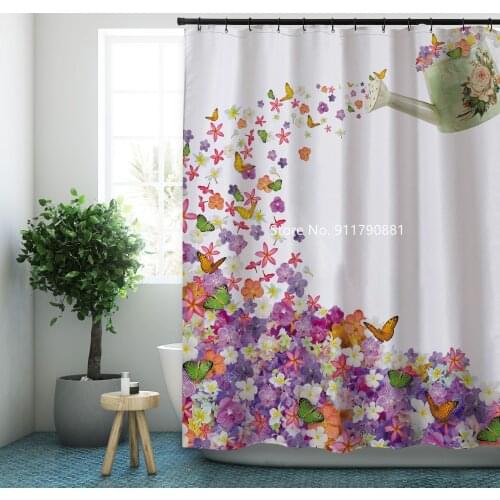 Cactus Plant Flower Pattern Waterproof and Mildewproof with Hook Washable Fashion Shower Curtain Bathroom Decor Colorful Print