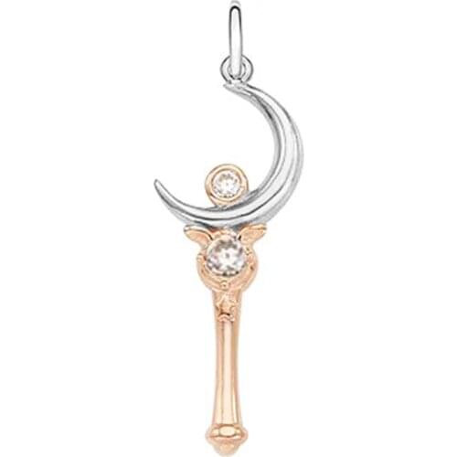 Japan Anime Moon Tsukino Stick Magic Wand Pendant Necklace For Women 925 Sterling Silver Jewelry Cosplay Accessory Gifts