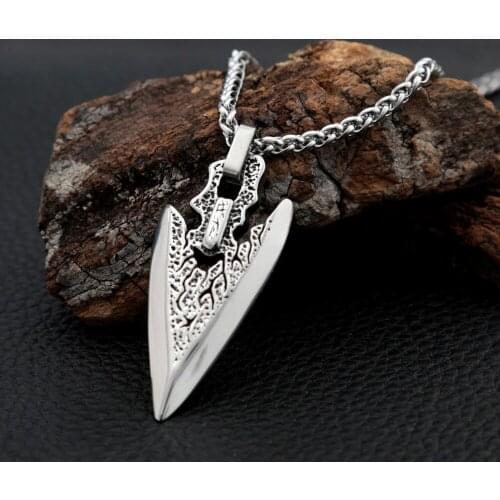 Stainless Steel Arrowhead Long Chain Necklace for Men Retro Spear Viking Necklace Pendant Classic Nordic Amulet Jewelry Gifts