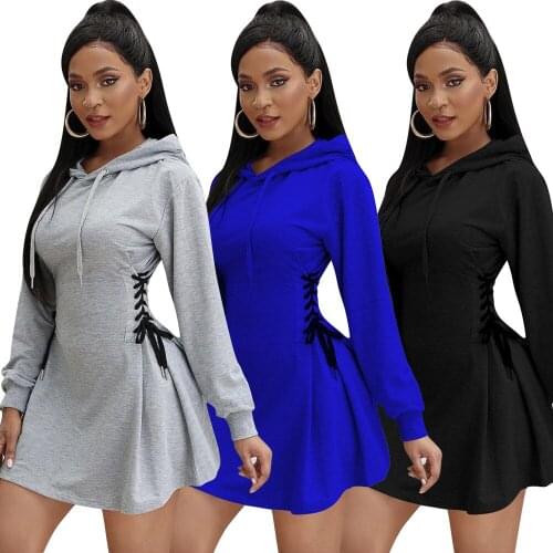 Women Autumn Long Sleeve Hoodies Dresses Slim Bandage Dress Plus Size Vestidos