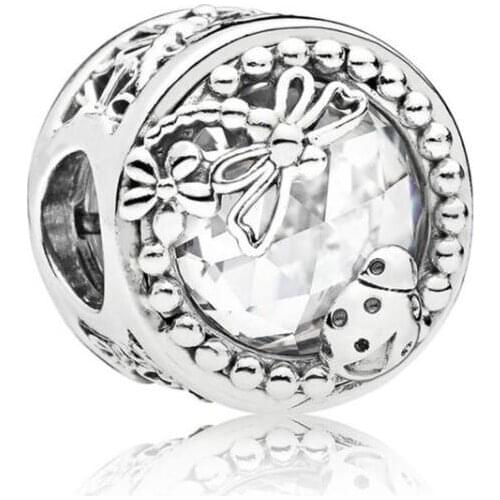 Genuine 925 Sterling Silver Bead Charm Enchanted Nature With Ladybirds & Dragonflies Beads Fit Women Pan Bracelet & Necklac
