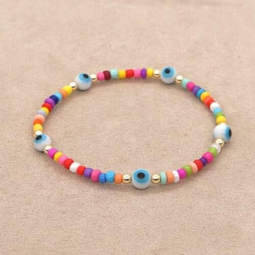 Go2Boho Colorful Beaded Bracelet Turkish Evil Eye Bracelets For Women Glass Beads Fashion Jewelry 2021 Greek Eye Bring Good Luck