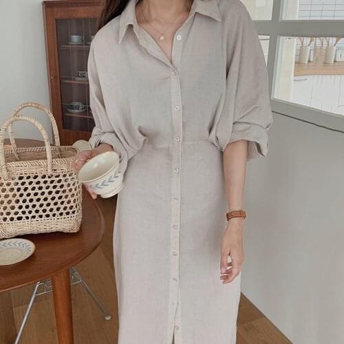 2021 New Women Spring Bodycon Long Shirt Dress Sashes Batwing Sleeve Lapel Collar Single Breasted Maxi Dresses