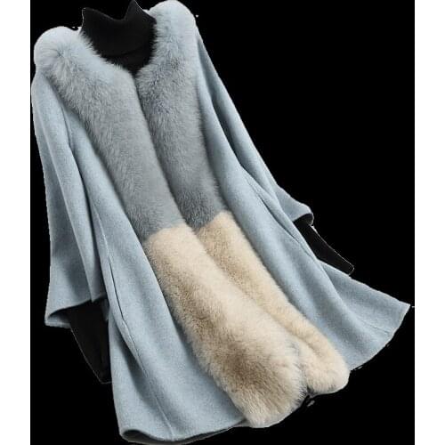 Fur Fox Real Collar Wool Coat Female Jacket Winter Jacket Women Double Side Woolen Coats Korean Long Jackets MY4014 en s s