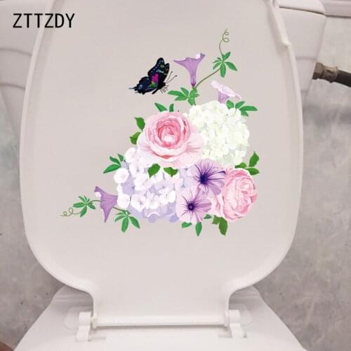 ZTTZDY 24.6×25.6CM Creative Bouquet Toilet Stickers Fashion Modern Art Home Wall Decoration Accessories T2-1251
