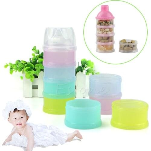1Pc Portable 4 Layers Infant Baby Milk Powder Box Food Storage Container Travel