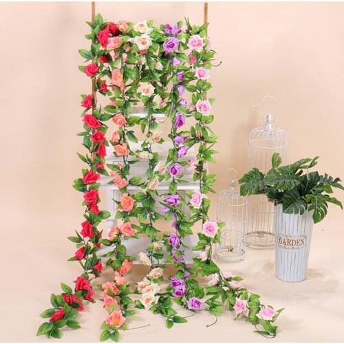 10Pcs Rose Flower Vine Simulation Plastic Fake Flower Green Leaf Plant Dress Up Wedding Holiday Decoration Wild Flower Floral