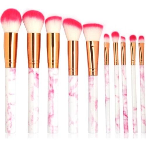10pcs Marble Patten Makeup Brushes Eyeshadow Powder Foundation Lip Blush Cosmetic Beauty Brushes Set Professional 3 Colors