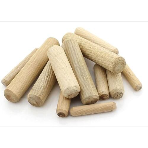 M8*60 10 Pieces Round Wood Wood Plug Wood Stick Wood Xiao Wood Nail Wedge Furniture Connector Three-In-One Connector