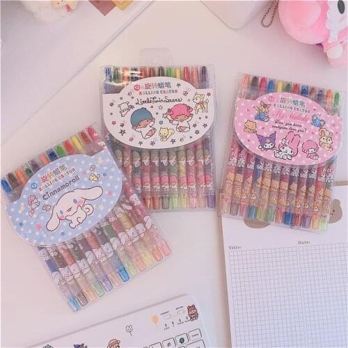 12 color crayons cartoon oil pastel children color rotating crayons kindergarten art supplies painting set