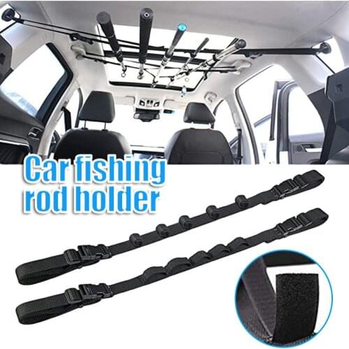 2 Pack Car Fishing Rod Holder Adjustable Fishing Pole Holder Belt Straps 86.6 Inches Vehicle Fishing Pole Rack for Car