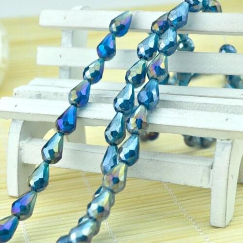 300pcs/lot Blue AB Crystal Drop Beads Crystal Faceted Beads 8x12mm Curtain Craft Jewelry Making DIY Beads