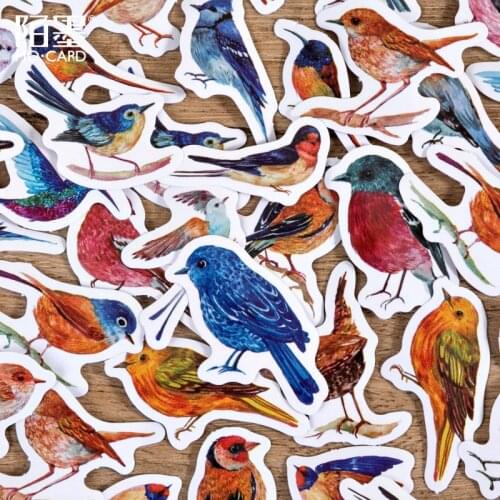 46 pcs/box Cute animal sparrow Decorative Stickers Scrapbooking diy Stick Label Diary Stationery Album Journal bird Stickers