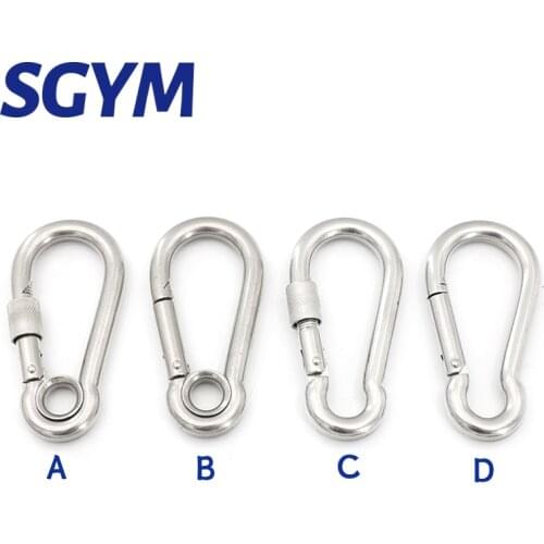 5pcs Stainless Steel 304 M4 M5 M6 50MM 60MM Carabiner Carbine Snap Hook Key-Lock