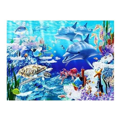5D diamond painting 5D Cross stitch haft diamentowy kit set Full square Cuadros tools animal dolphin Sea turtle Underwater World