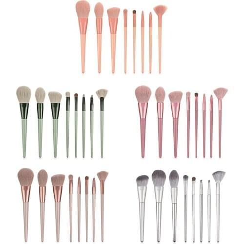 8pcs Pony Hair Makeup Brushes Set Powder Blush Foundation Eyeshadow Fan Highlighter Eyeliner Brush Beauty Tools Maquillaje
