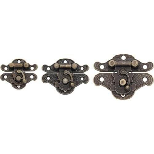 Free shipping 500pcs Antique Bronze Hasp Latch Jewelry Wooden Box Lock Mini Cabinet Buckle Case Locks Decorative Handle 3 Size