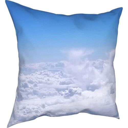 Blue sky white cloud 3D printed pillow case simple style linen pillow case hugging sky home decoration pillow case