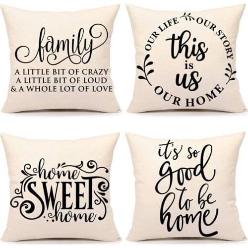 Farmhouse Decoration Pillow Covers Family Saying This Is Us Our Home Cushion Case for Sofa Couch Porch Decor