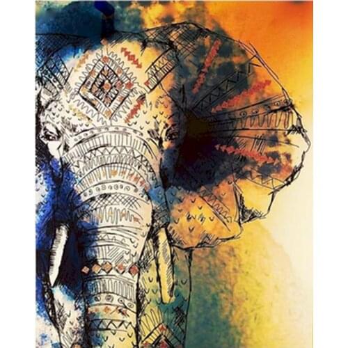 Gatyztory Elephant Frame Paint By Numbers For Adults Kids Animal Handpainted Oil Painting Canvas Drawing DIY Gift Home Wall Deco