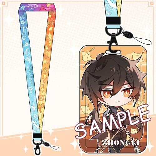 Game Genshin Impact Venti Keqing Diluc Tartaglia Xiao Student ID Bus Bank Card Holder Keychain Card Case Pendant Toy Cosplay